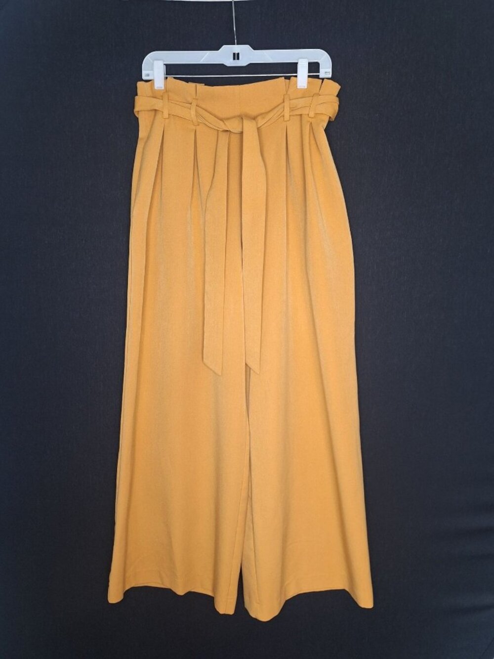 💙 Jealous Tomato Mustard Wide Leg Pants Size L High Rise Tie Belt PalazzoPreppy